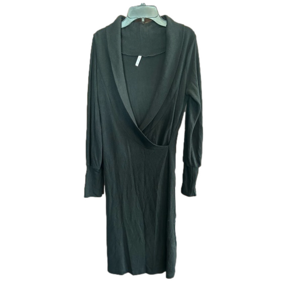 Women’s Blu Heaven Sweater Dress Shawl Collar Black Long Sleeve - Picture 1 of 5